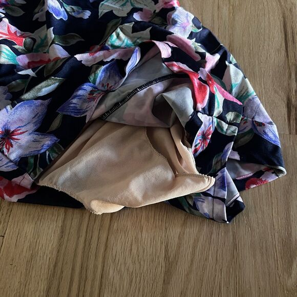 Blair Swimwear Swim Suit 1 Piece Blue Floral Boy Shorts Size 10 VTG  EUC - Picture 4 of 8